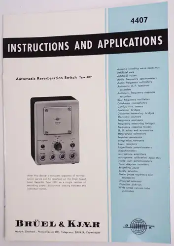 Brüel und Kjaer Katalog Anleitung 1957 Elektronische Messgeräte