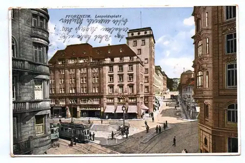Ak Pforzheim Leopoldsplatz Strassenbahn 1930