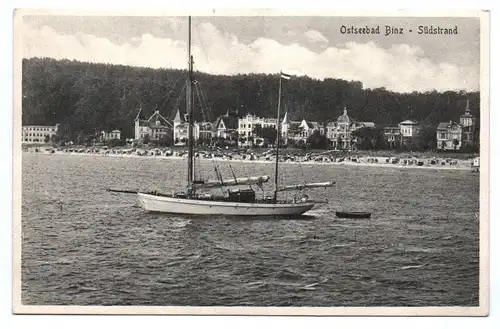 Ak Ostseebad Binz Südstrand Segelboot um 1920