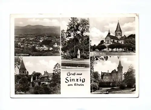 Ak Gruß aus Sinzig am Rhein Gesamtansicht Zehnthof St Peter Kirche Schloss  1958