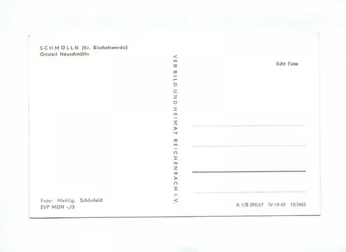 Ak Foto Schmölln Kreis Bischofswerda Ortsteil Neuschmölln 1967