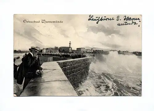 Ak Ostseebad Warnemünde Brandung 1906 Postkarte