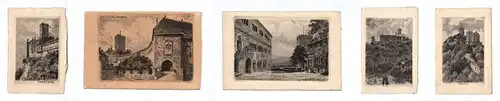 Ak  Wartburg Hof Eingang Kupferdruck alte Bilder Eisenach 5 Stück