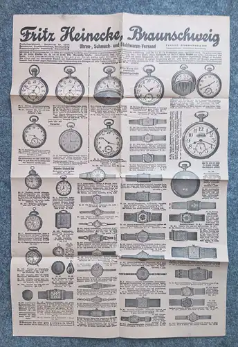 Alter Prospekt Uhren Braunschweig Taschenuhren 1920er Jahre 2teilig