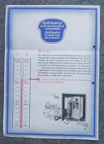 Altes Reklame Blatt Kelvinator Deutsches Reich Elektro Kühlanlagen Leipzig