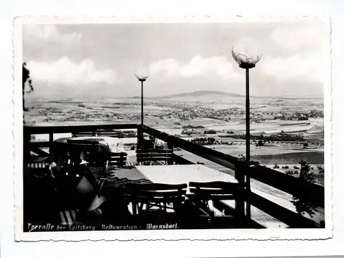 Ak Terrasse der Spitzberg Restauration in Warnsdorf 1941 Varnsdorf Tschechien