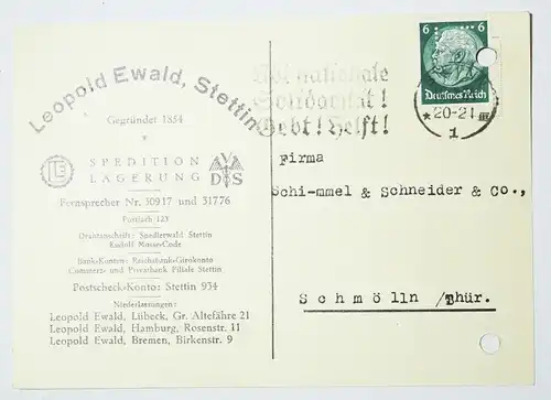 Drucksache Leopold Ewald Stettin Spedition 1934