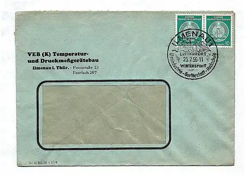 Briefkuvert VEB Temperatur und Druckgerätebau Thüringen DDR 1956