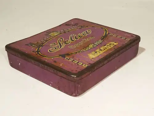 Alte Blechdose Selica Cigarettes Kosmos Zigarettendose Reklame 