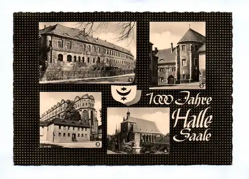 Ak 1000 Jahre Halle Saale ehemalige Residenz Dom Moritzkirche DDR 1961