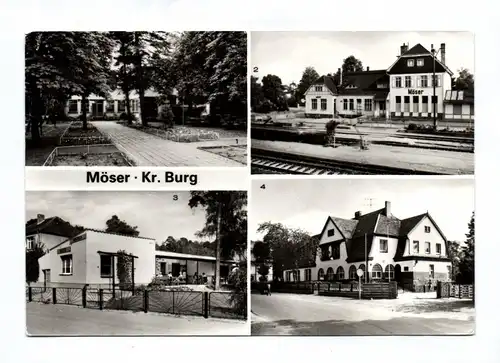 Ak Möser Kreis Burg DDR 1987 Waldhotel Tannengrund Bahnhof Eiscafe FDGB