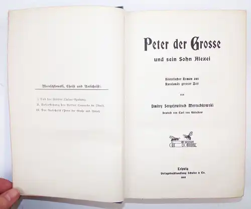 Peter der Grosse und sein Sohn Alexei Historischer Roman Mereschkowski 1905