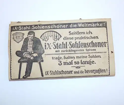 Alte Sohlenschoner Reklame 1930er  Werbung Schuster Schuhmacher