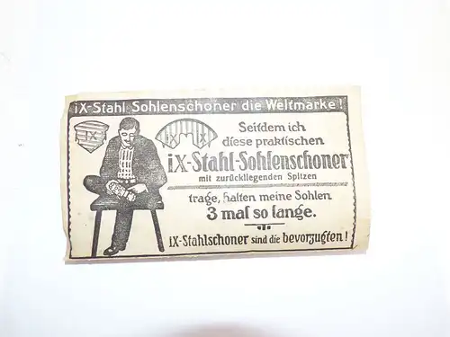 Alte Sohlenschoner Reklame 1930er  Werbung Schuster Schuhmacher
