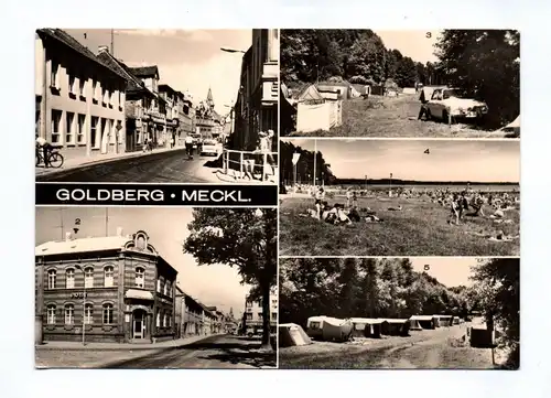 Ak Goldberg Mecklenburg DDR 1975 Straße des Friedens Campingplatz Goldberger See