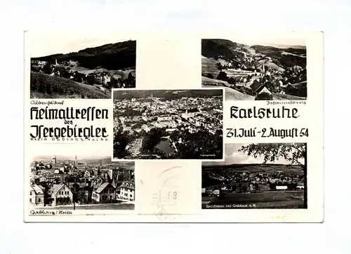 Ak Jablona/Haisse Heimattreffen der Hergebirgler Karlsruhe 1954