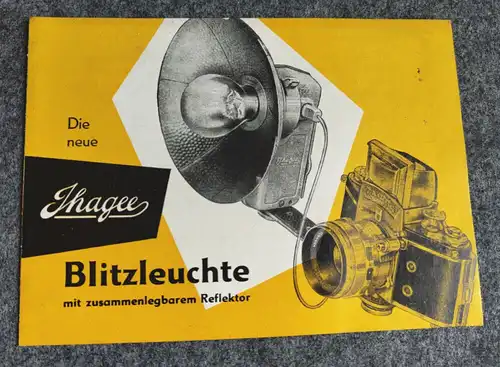 Die neue Ihagee Blitzleuchte mit zusammenlegbaren Reflektor Kamera Prospekt 1958