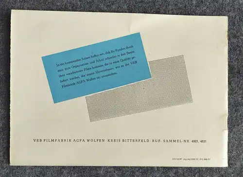 Agfa Albert Nürnberg 1956 VEB Filmfabrik Wolfen Kreis Bitterfeld