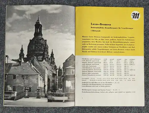 VEB Mimosa Dresden Photopapier Luxus Promosa LN1 Prospekt 1954