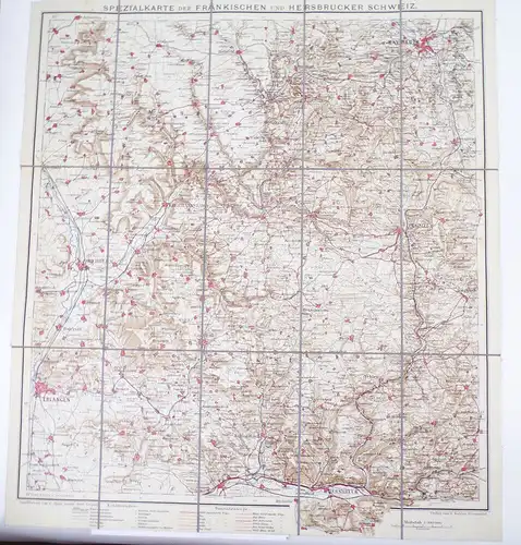 Spezialkarte der Fränkischen und Hersbrucker Schweiz Wunsiedel alte Landkarte