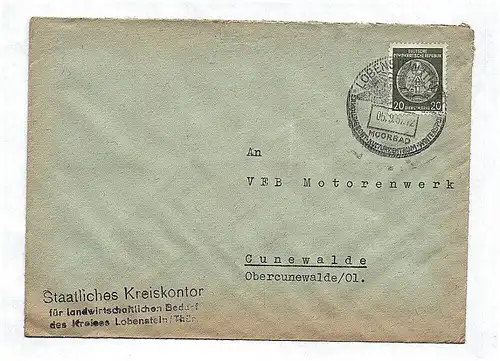 Brief Staatliches Kreiskontor landwirtschaftlicher Bedarf DDR 1957