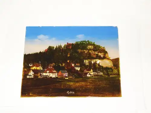 Glasbild Oybin Zittauer Gebirge Oberlausitz um 1910 Perlmut Bild
