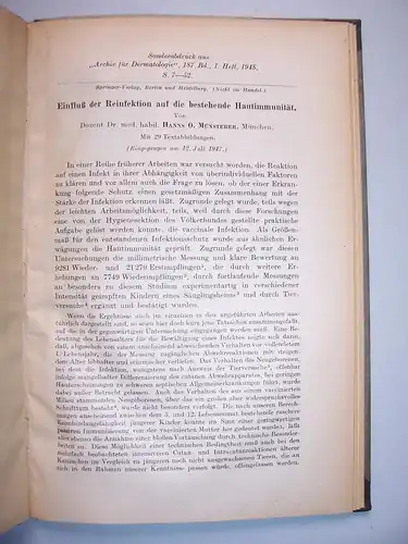 Einfluß der Reinfektion bestehende Hautimmunität 1948 Münsterer Dermatologie !