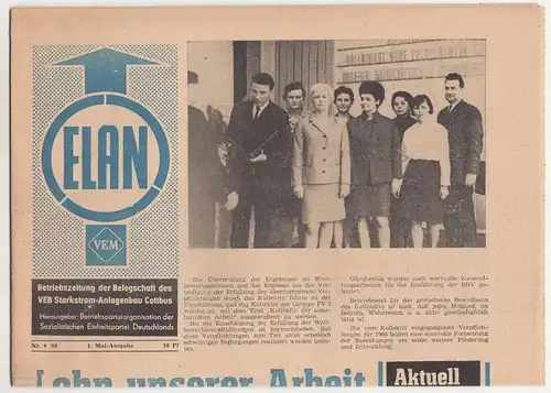 Der Neuerer 1 von 1968 VEB Starkstrom Anlagenbau Cottbus Zeitung 