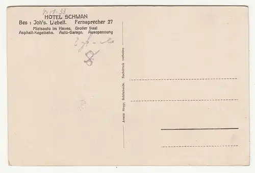 Ak Schönheide bei Schneeberg Erzgebirge Hotel Schwan um 1920 (A1300