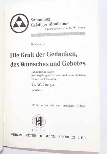 Sammlung Geistiger Monismus 1 Die Kraft der Gedanken des Wunsches und Gebetes