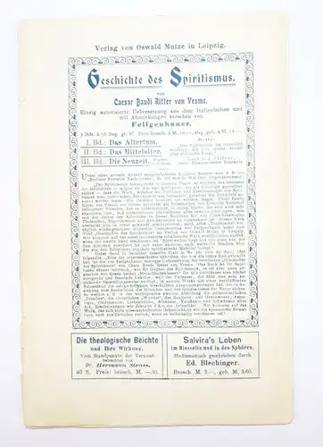 Glaubenslehre medialer Weg Bergmann und Däbritz Spiritismus 1901
