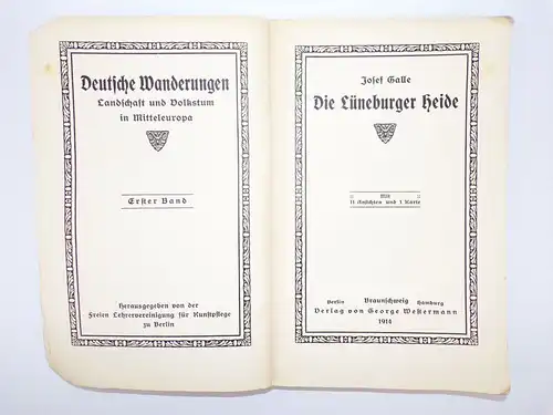 Deutsche Wanderungen Die Lüneburger Heide Josef Galle 1914 Buch