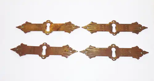 4 x Möbelbeschlag Messing um 1900 Beschläge Schlüsselloch für Kommode