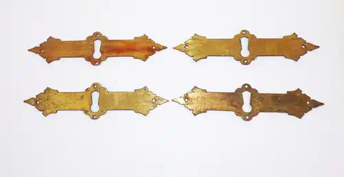 4 x Möbelbeschlag Messing um 1900 Beschläge Schlüsselloch für Kommode