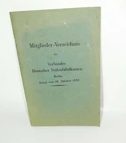 Mitglieder Verzeichnis Verband Deutscher Seifenfabrikanten 1935 (H3