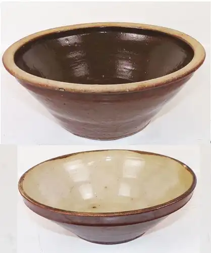 Bäuerliche Schüssel Keramik 2 Stück Braun Deko