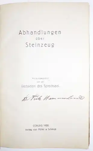 Abhandlung über Steinzeug Coburg 1920 Bunzlauer Keramik Westpreußischer Ton