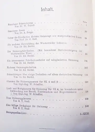 Abhandlung über Steinzeug Coburg 1920 Bunzlauer Keramik Westpreußischer Ton