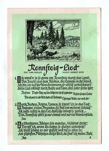 Lieder Ak Rennsteig Lied Hirsch und Reh im Wald