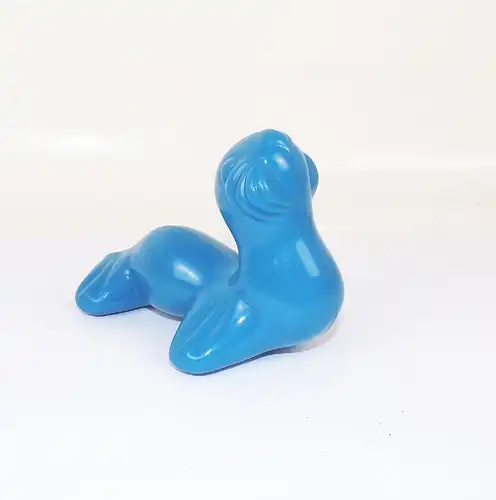 DDR Badetier Robbe Spielzeug Plaste blau Vintage