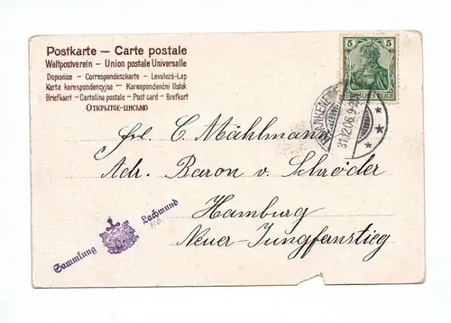 Ak Prosit Neujahr Frau am Briefkasten 1906