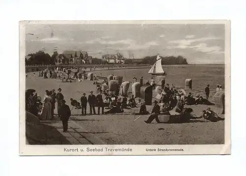 Ak Kurort und Seebad Travemünde untere Strandpromenade1913