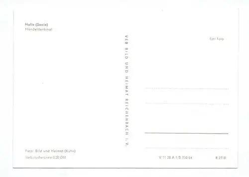 Ak Halle Saale Händeldenkmal DDR 1964