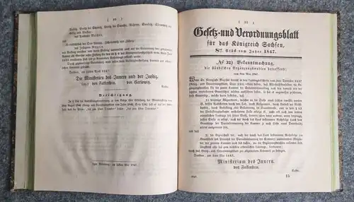 Gesetz und Verordnungsblatt Königreich Sachsen 1847 Dresden C C Meinhold und Söh