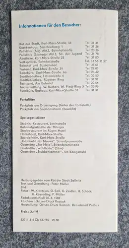 Saßnitz auf Rügen Reiseprospekt DDR Ortsgeschichte Sehenswürdigkeiten