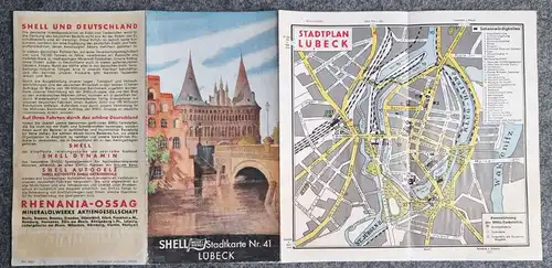 Shell Stadtkarte Nr 41 Lübeck 1930er Holstentor Landkarte
