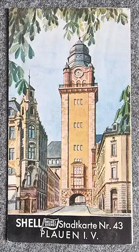 Shell Stadtkarte Nr 43 Plauen im Vogtland Stadtplan 1930er Rathausturm