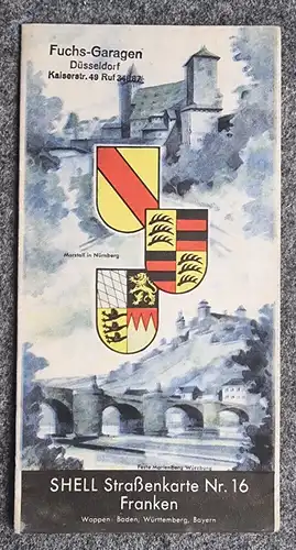 Shell Stadtkarte Nr 16 Franken Stadtplan 1930er Feste Marienberg Würzburg