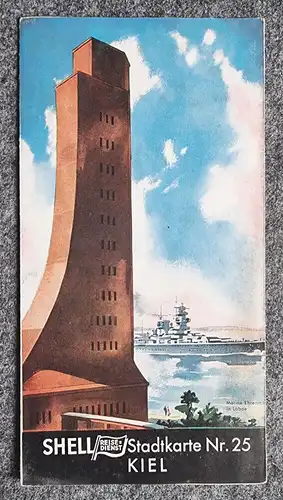 Shell Stadtkarte Nr 25 Kiel 1930er Stadtplan Holtenau Flughafen Landkarte