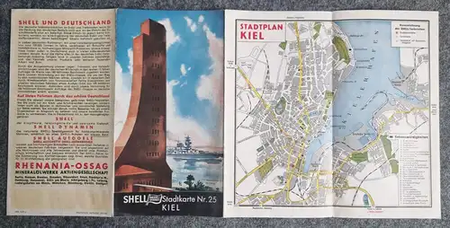 Shell Stadtkarte Nr 25 Kiel 1930er Stadtplan Holtenau Flughafen Landkarte